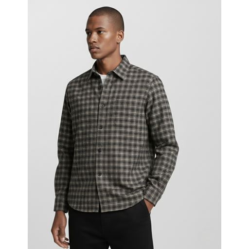 Plenum Studio Lars Core Checked Flannel Shirt, Brown Check