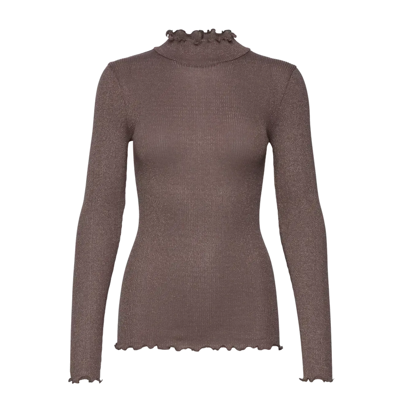 Rosemunde, RWBoston Lurex LS T-Neck T-Shirt, Falcon-Rosemunde-Minlillebutik.dk