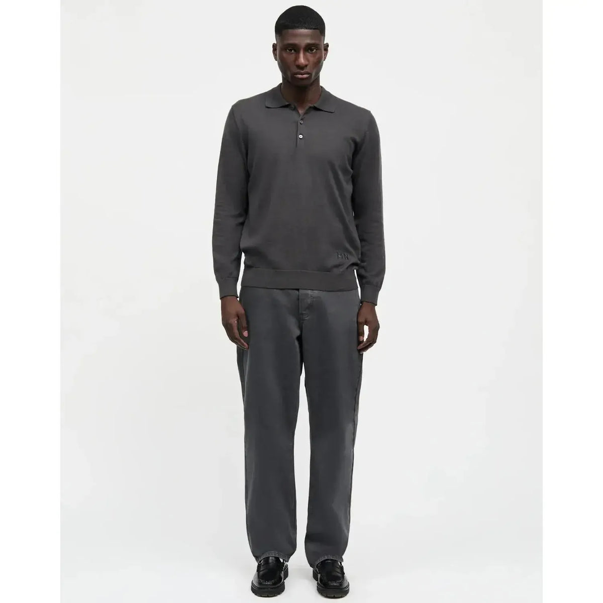 Mads Nørgaard, Light Terry Polo Sweat, Asphalt-Mads Nørgaard - Herre-Minlillebutik.dk