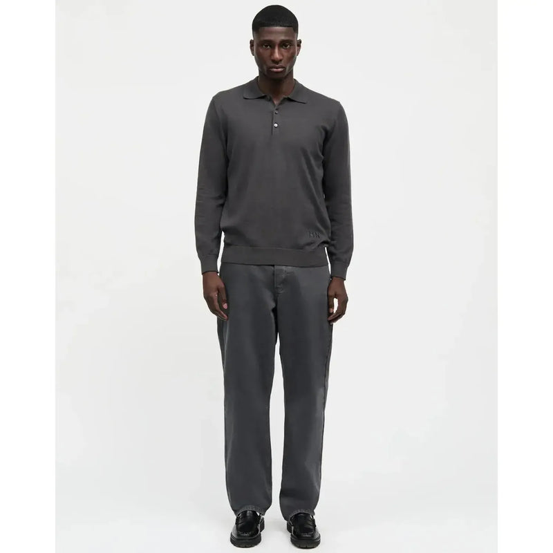 Mads Nørgaard, Light Terry Polo Sweat, Asphalt-Mads Nørgaard - Herre-Minlillebutik.dk