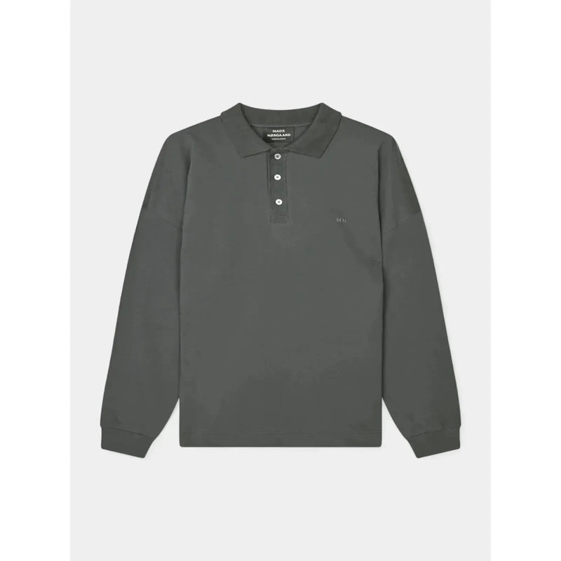Mads Nørgaard, Light Terry Polo Sweat, Asphalt-Mads Nørgaard - Herre-Minlillebutik.dk