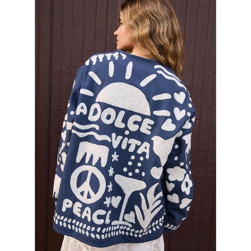 Sissel Edelbo, Maggie Jacket, Navy Peace-Sissel Edelbo-Minlillebutik.dk